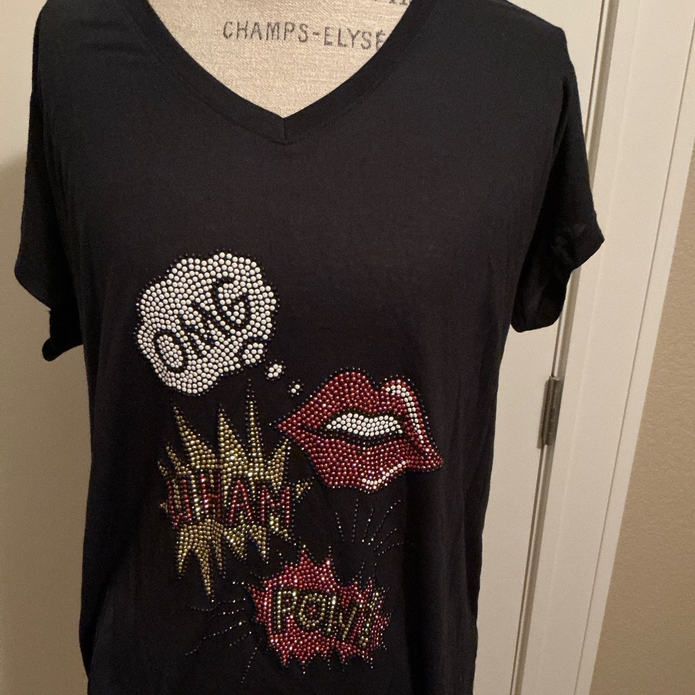 Hipchik Crystal Embellished Tshirt XXL NWOT